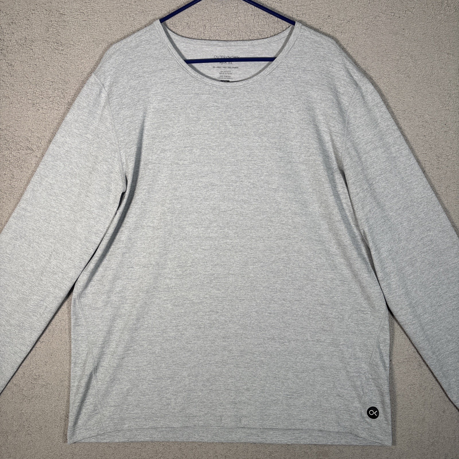 Outerknown H2OK Tee Shirt Mens Size 2XL Gray Waffle Textured Long Sleeve UPF 30+