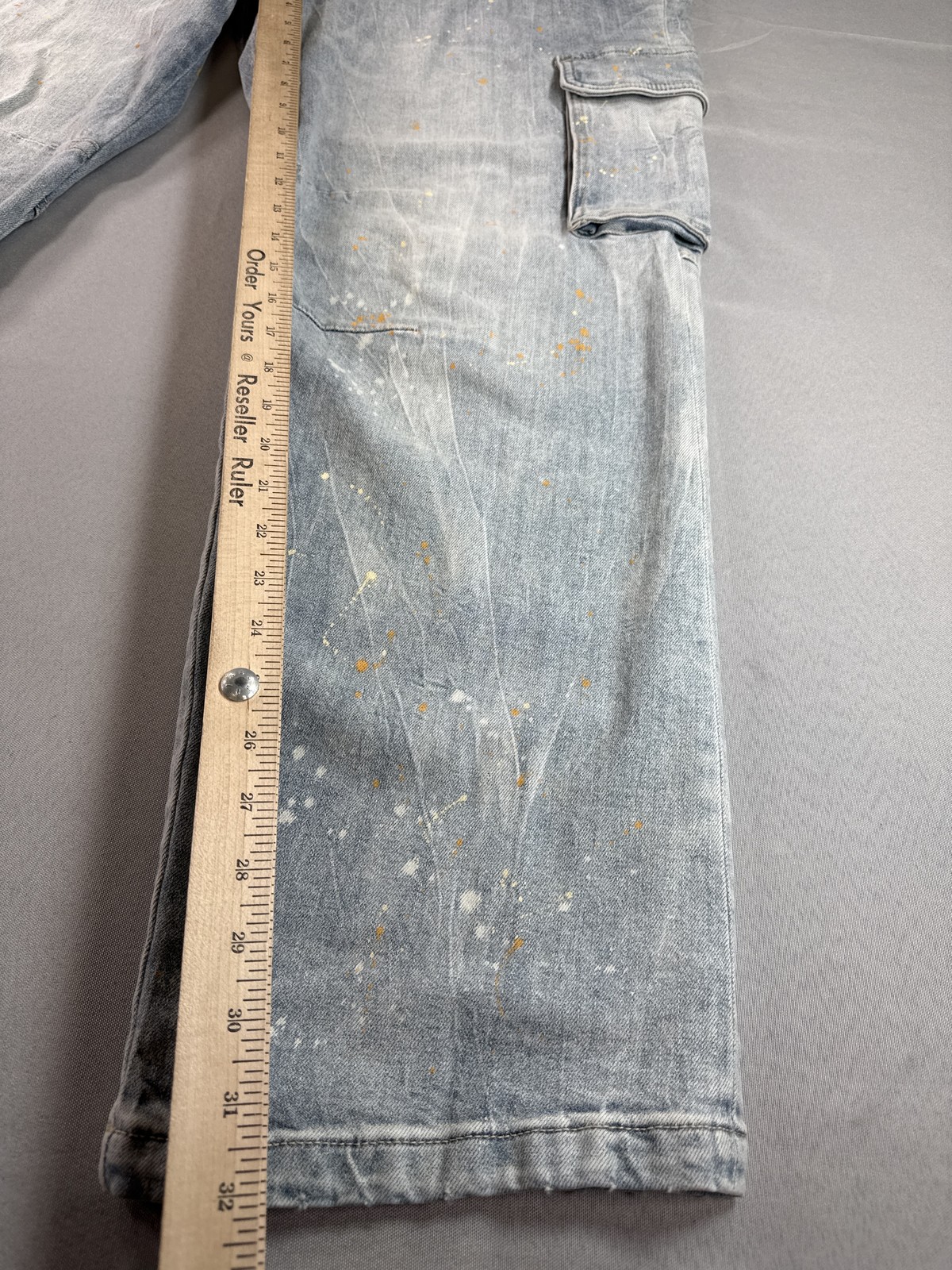 Hudson Cargo Pants Mens 40 Light Wash Denim Vintage Paint Splatter Distressed gallery