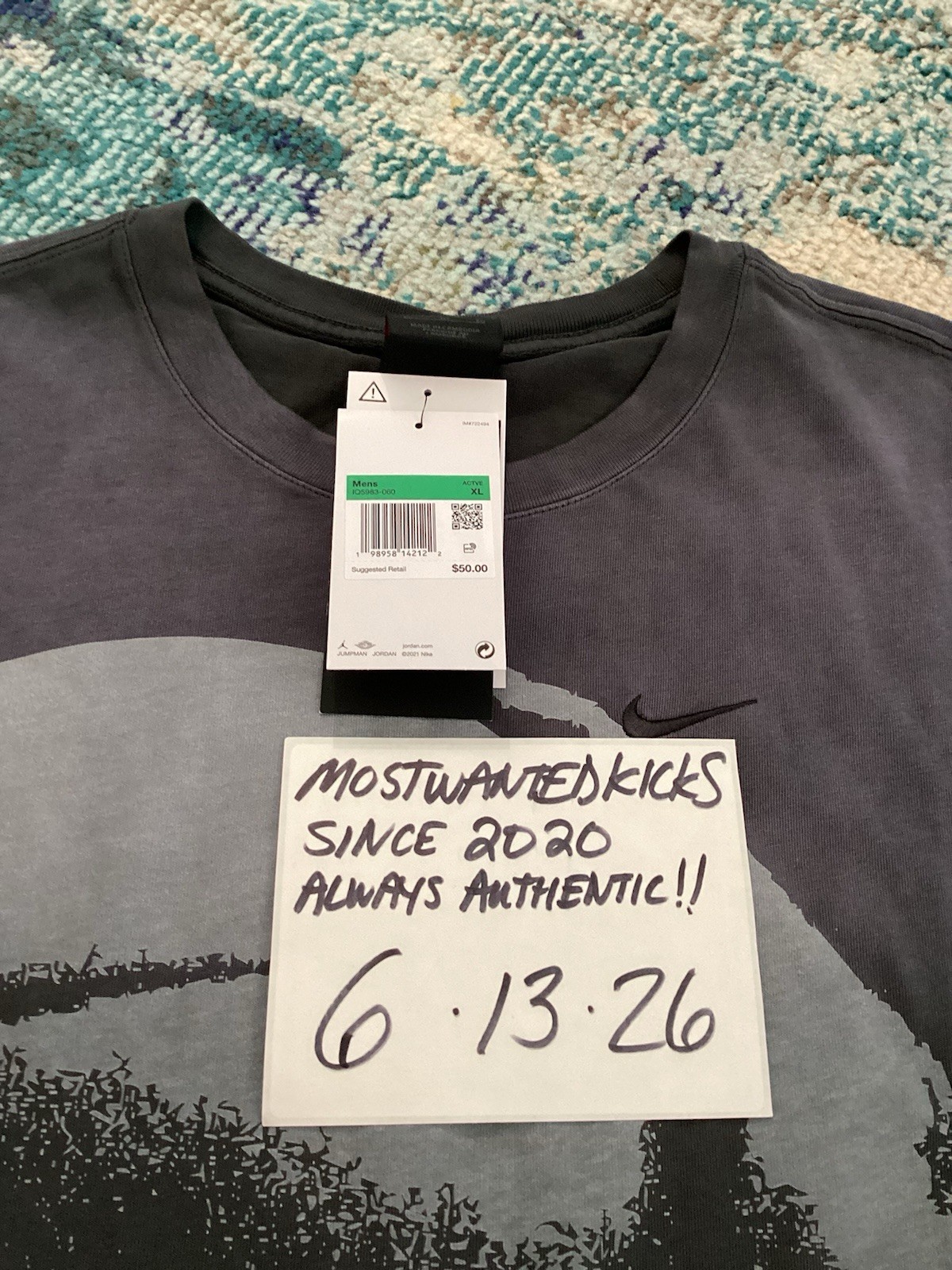 NWT Nike Air Jordan Shooting Graphic Anthracite Loose Fit T-Shirt Men’s Sz XL gallery