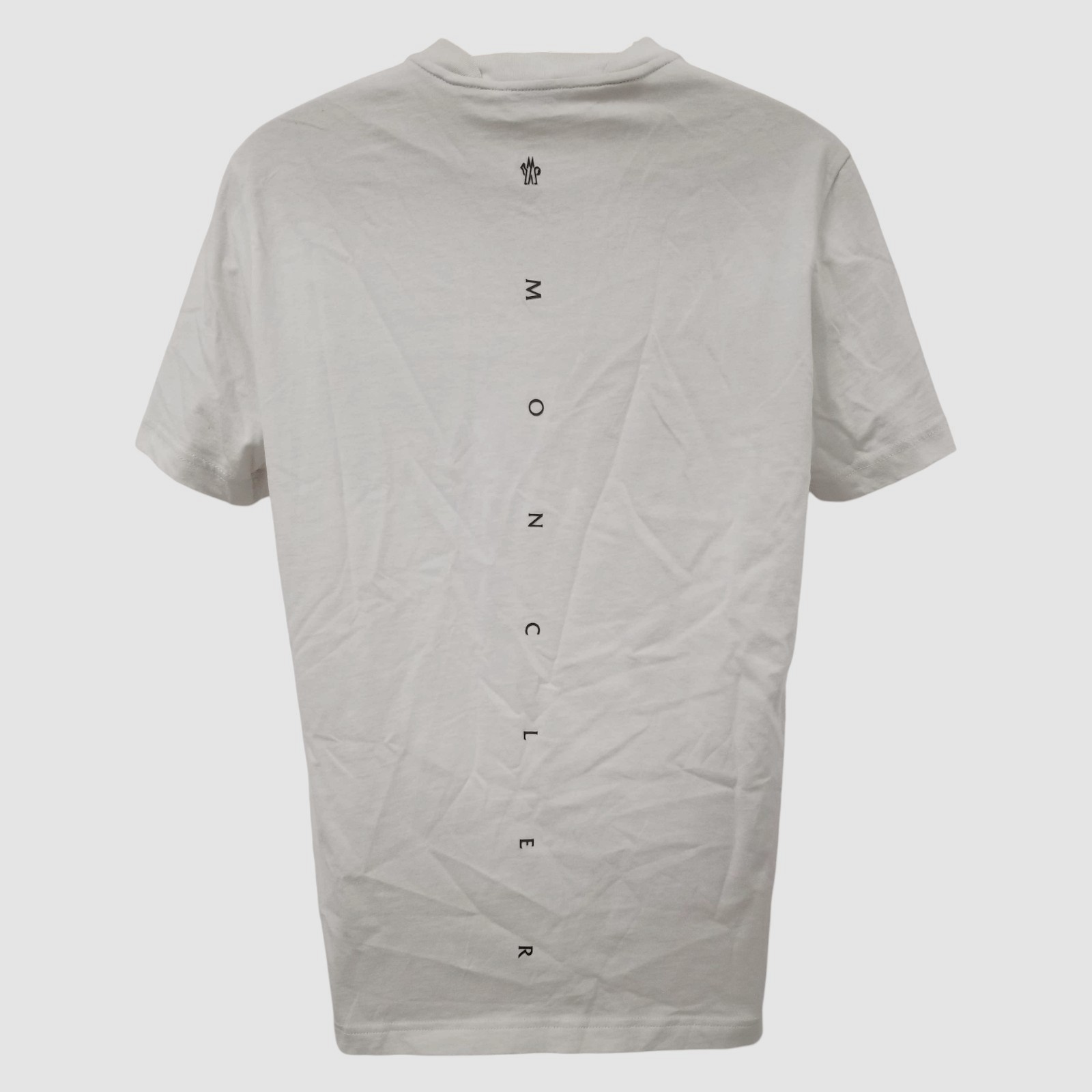 Moncler Men's Gray Solid Tee Short-Sleeve Logo Patch T-Shirt Size M gallery