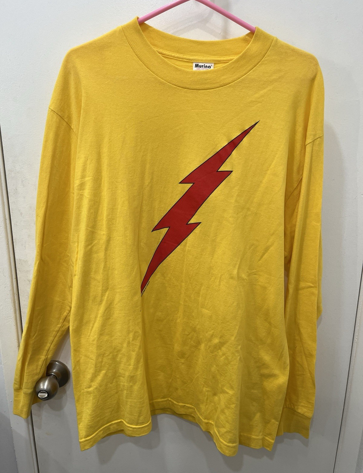Vintage Reverse Flash DC Comics Logo Graphic Yellow Long Sleeve Shirt Men’s L gallery