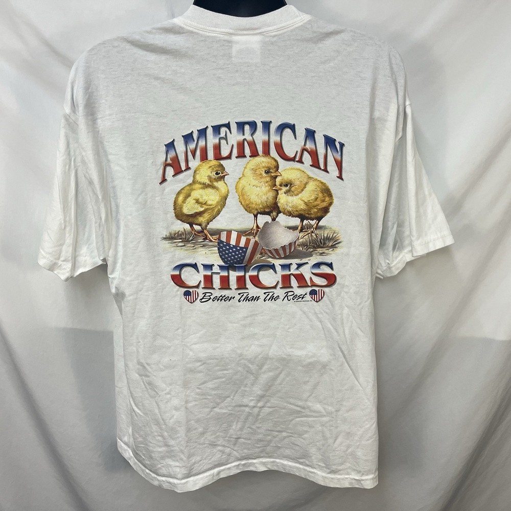 VINTAGE ‘AMERICAN CHICKS BETTER THAN THE REST’ T SHIRT XL HUMOR NOVELTY USA