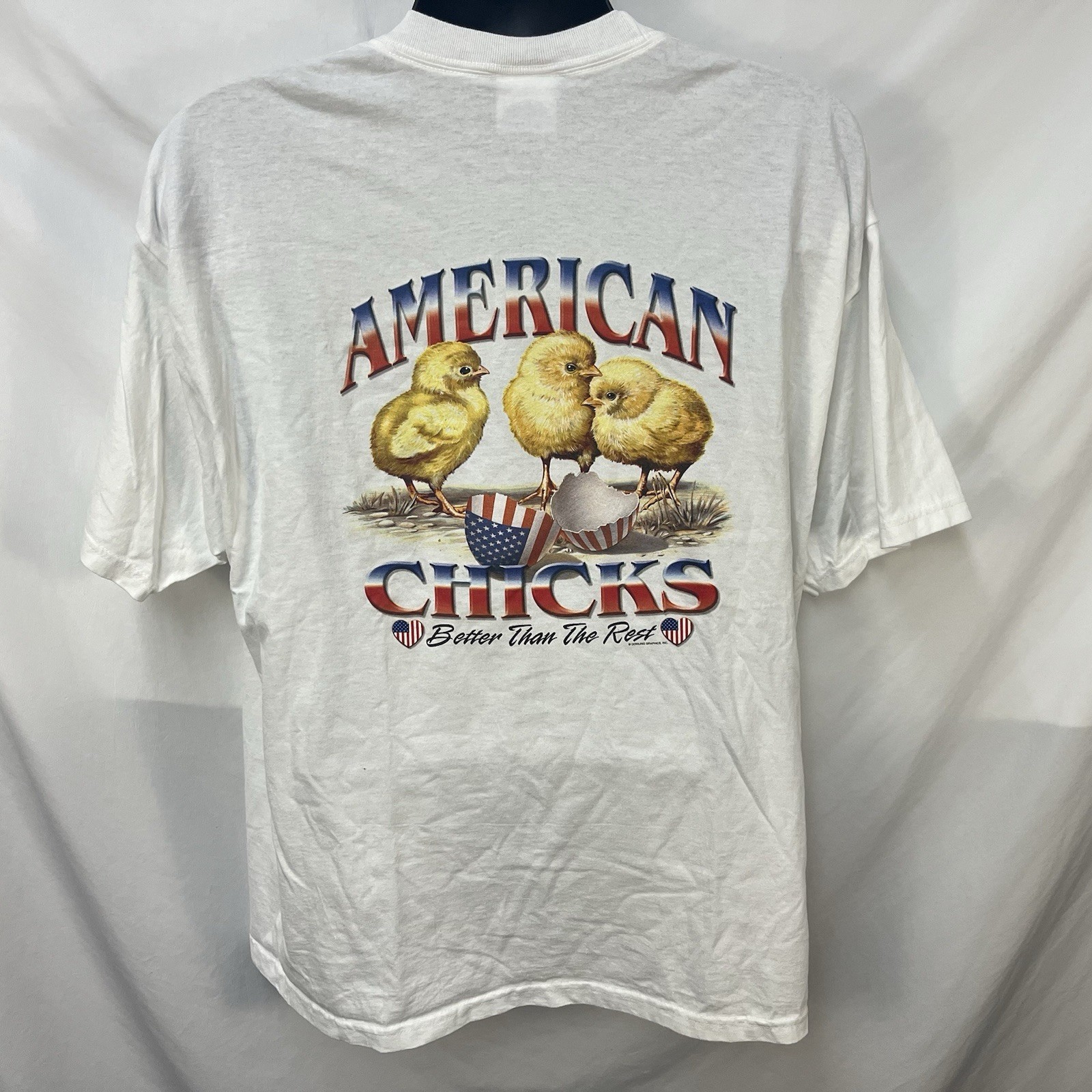 VINTAGE ‘AMERICAN CHICKS BETTER THAN THE REST’ T SHIRT XL HUMOR NOVELTY USA