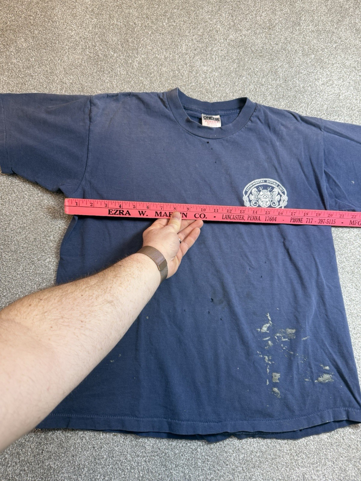 Vintage Blue Naval Experimental Diving Unit Shirt L Navy Diving USN 1980/90s SEE gallery