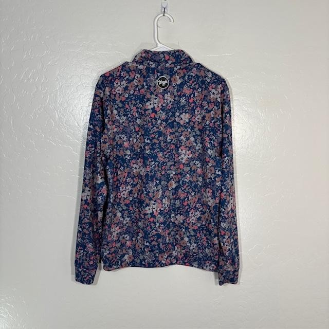 Waggle Sweater Mens Small Navy Floral Quarter Zip Pullover Golf Top Athletic gallery