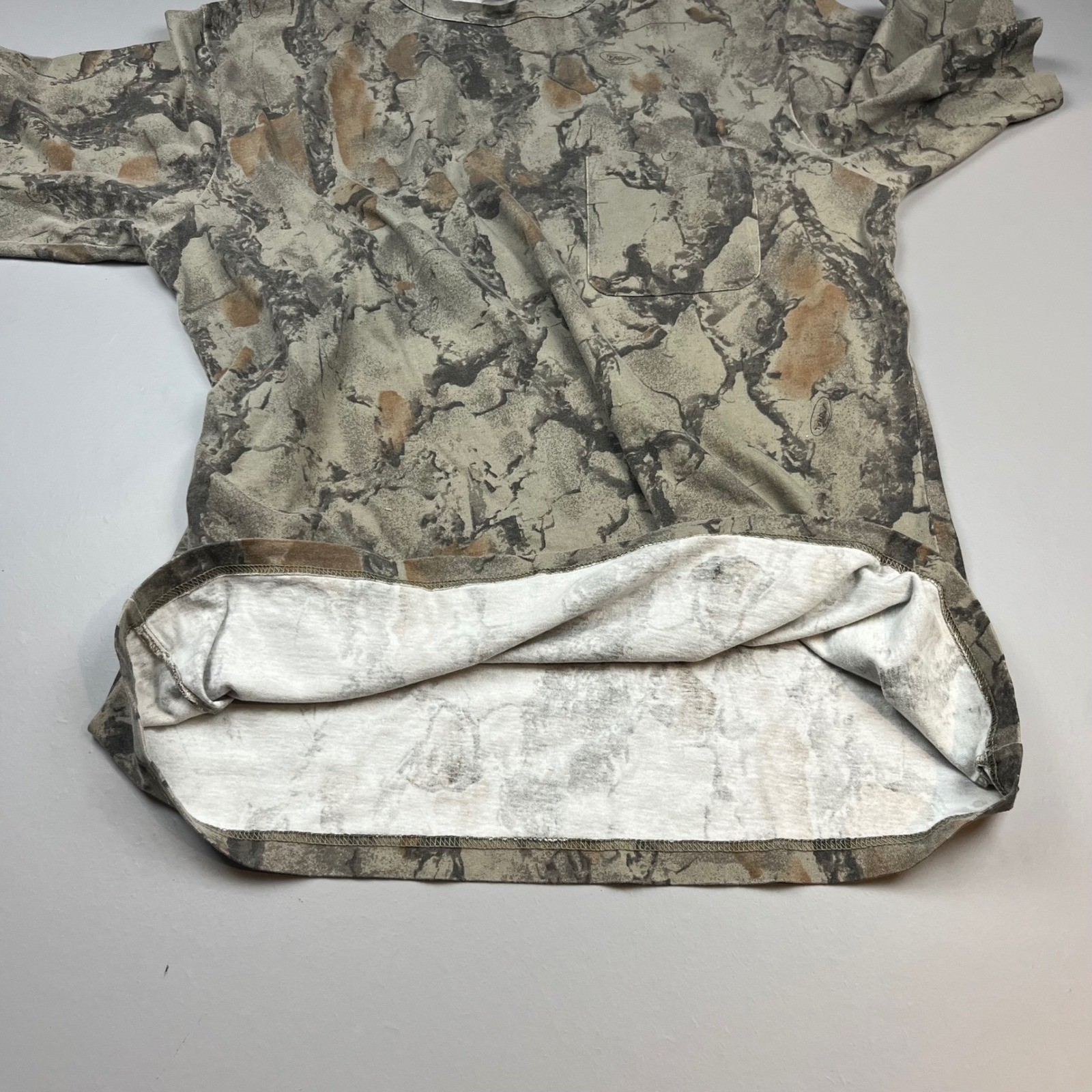 VTG Natural Gear Pocket T-Shirt Mens XL Brown Tan Camo Bark Hunting Short Sleeve gallery
