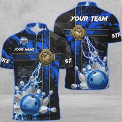 6 Color Personalized 3D Bowling And Pins Abstract Grunge Cross Jerseys For Men