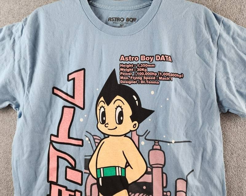 Astro Boy Kanji Graphic Print Tee Men's S Light Blue Multi Crewneck Short Sleeve gallery