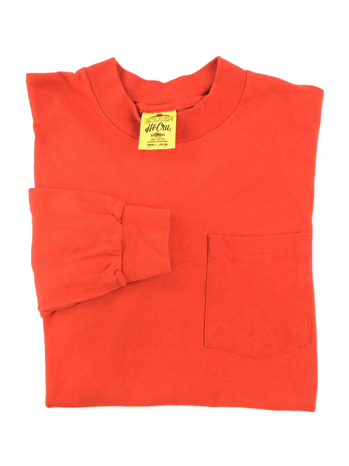 VTG 80s Hi Cru Stedman Deadstock Blank Soft Thin Long Sleeve Red Pocket T-Shirt gallery