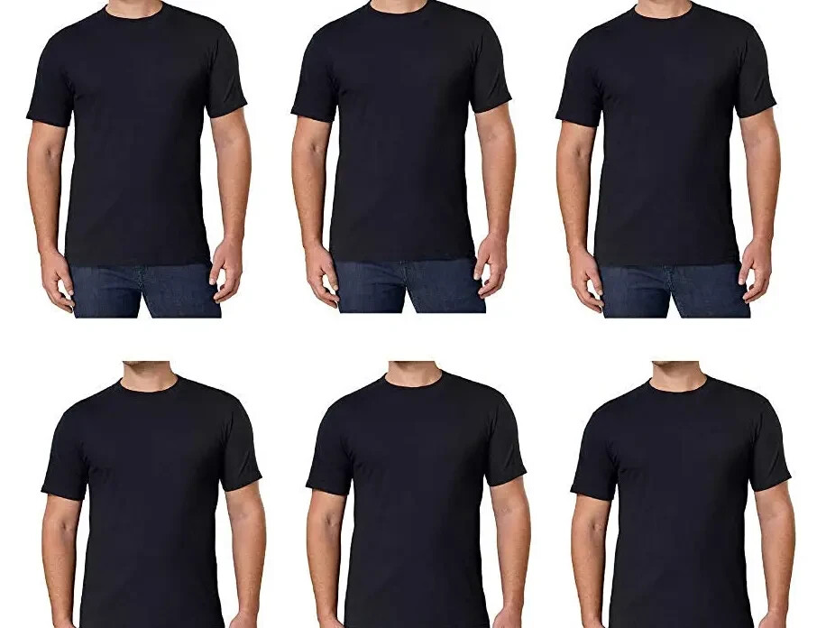 Kirkland Signature Men’s Crew Neck Tee, 6-pack Heavyweight Cotton White Black gallery