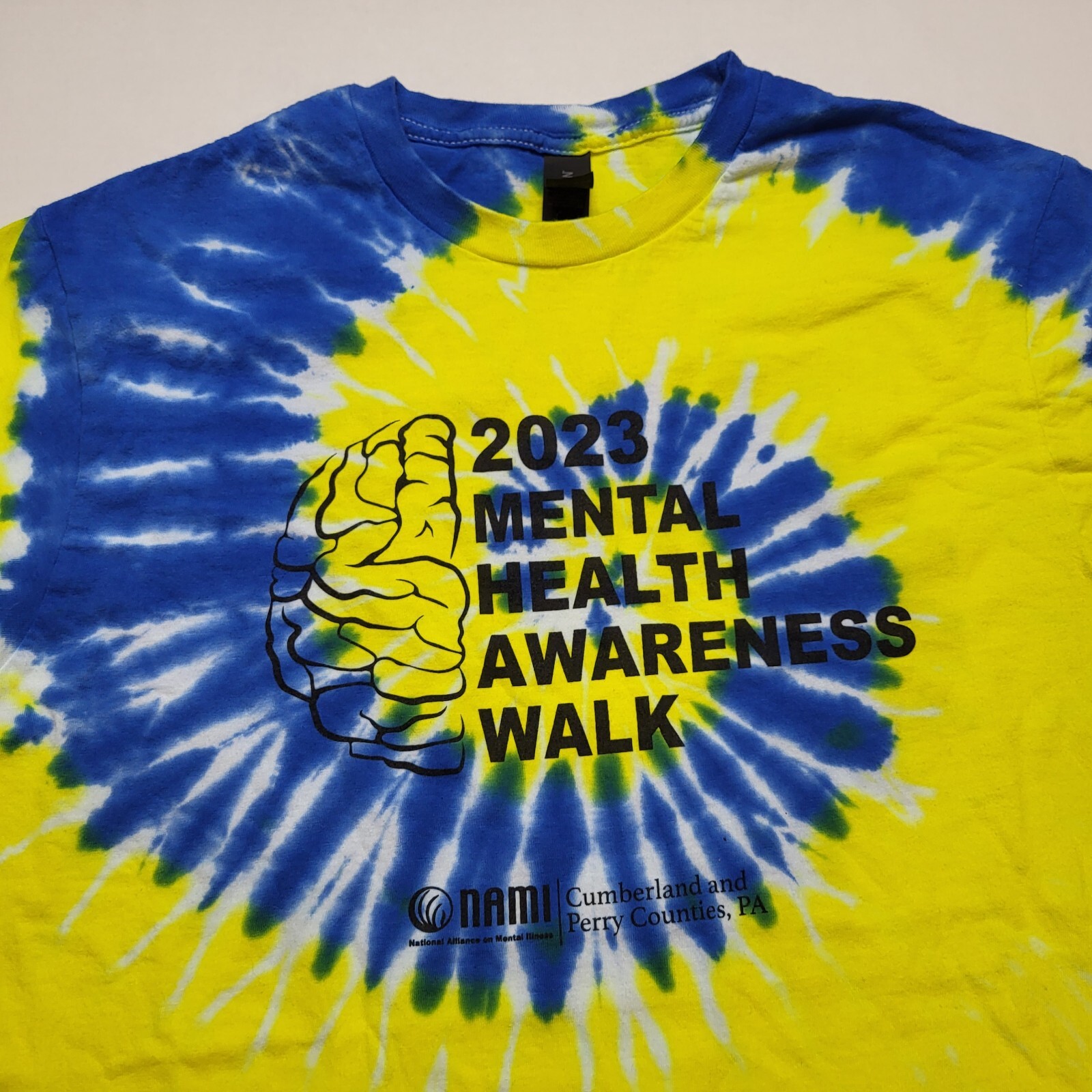 Nami Mental Health Awareness T-Shirt Mens M Blue Yellow Tie Dye Tee W6 gallery
