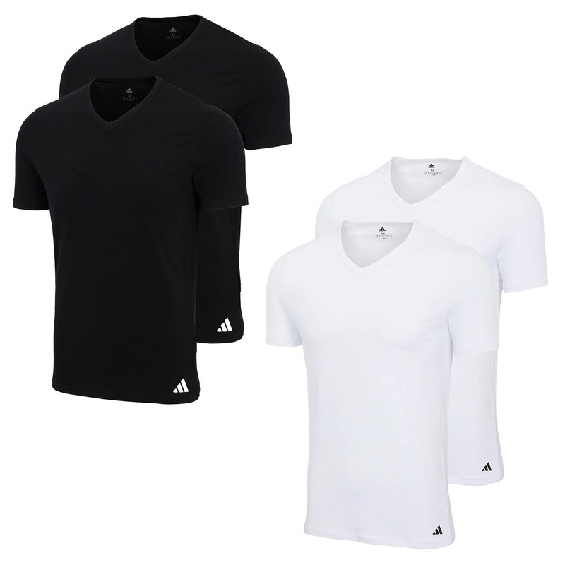 Adidas Men’s T-Shirts, 2-Pack – V-Neck Shirt Active Flex Cotton, Solid Color…