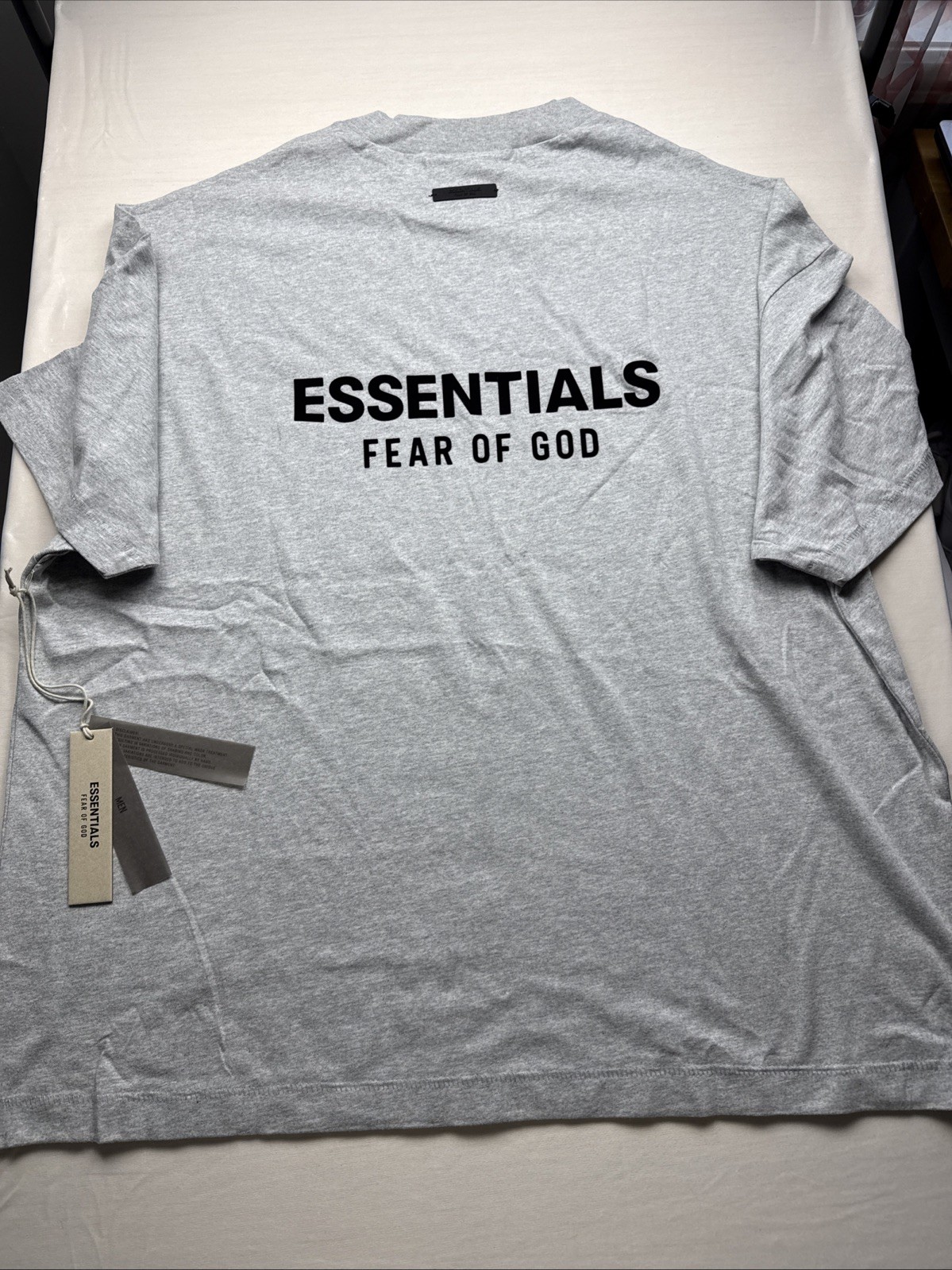 ESSENTIALS Fear of God Gray Jersey Logo Crew Neck T-Shirt OVERSIZED LARGE