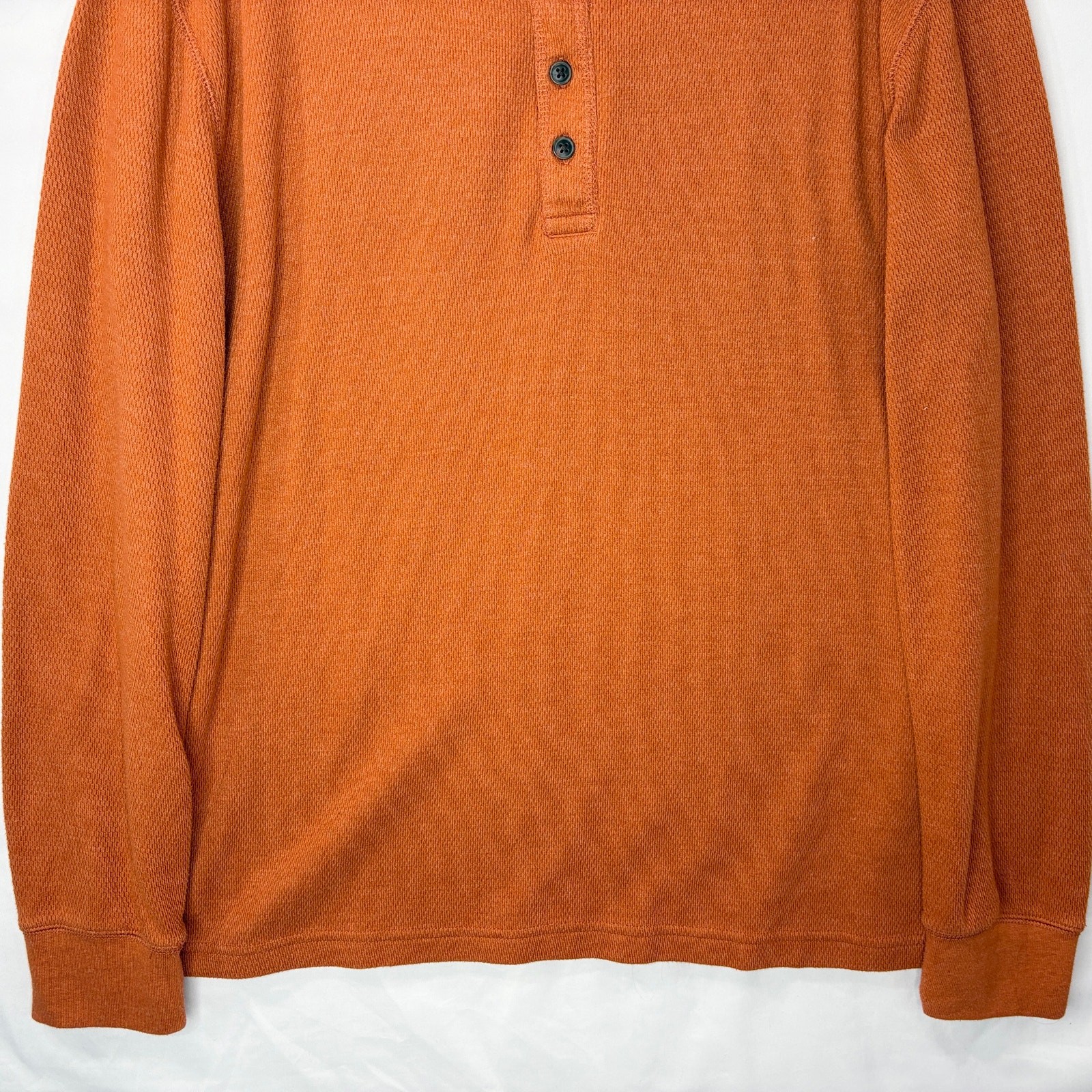 St Johns Bay Mens Size XL Thermal Henley Y2K Shirt Orange Gorpcore Fall Winter gallery