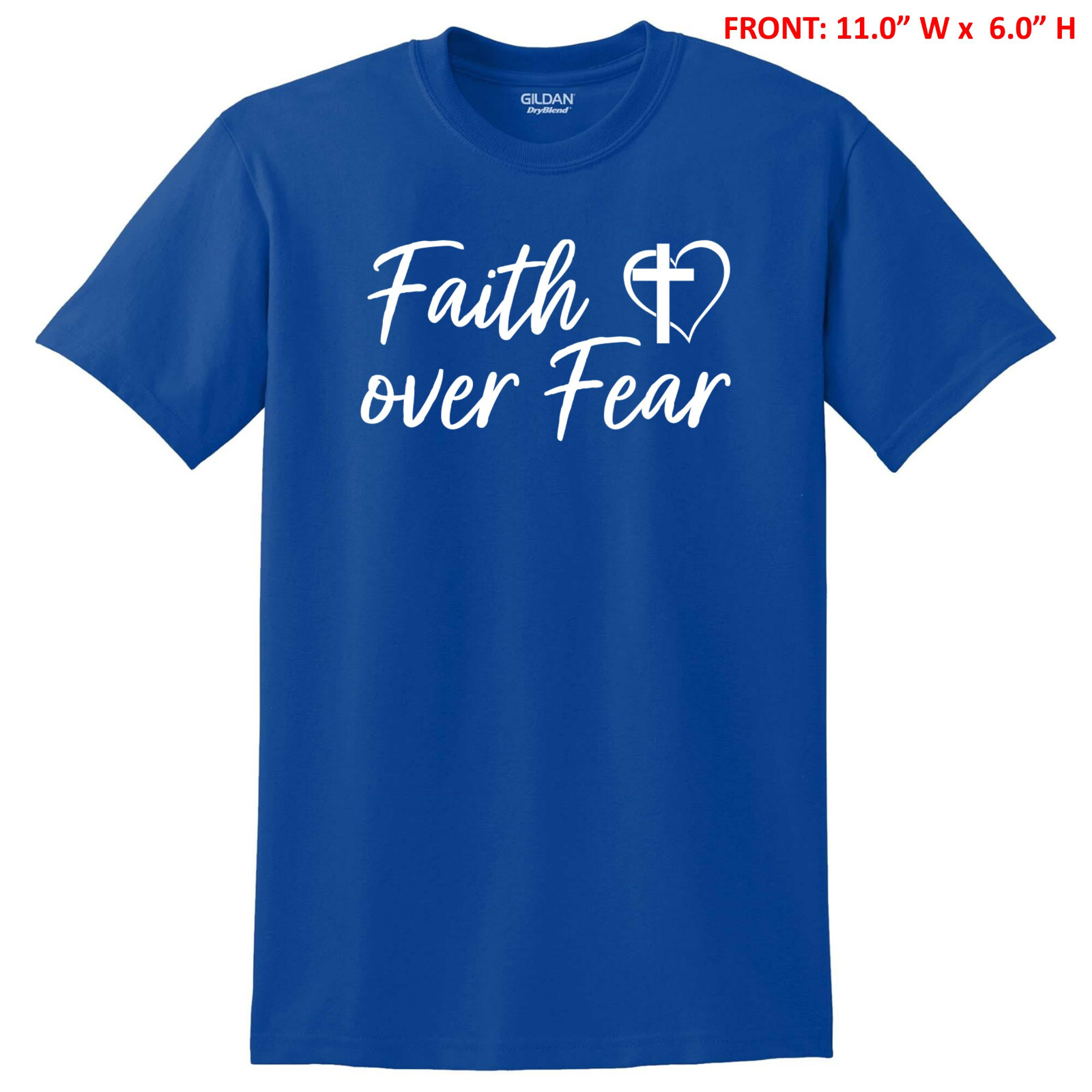 FAITH OVER FEAR with CROSS & HEART UNISEX T-SHIRT S-3X GIFT - 6 COLOR OPTIONS gallery