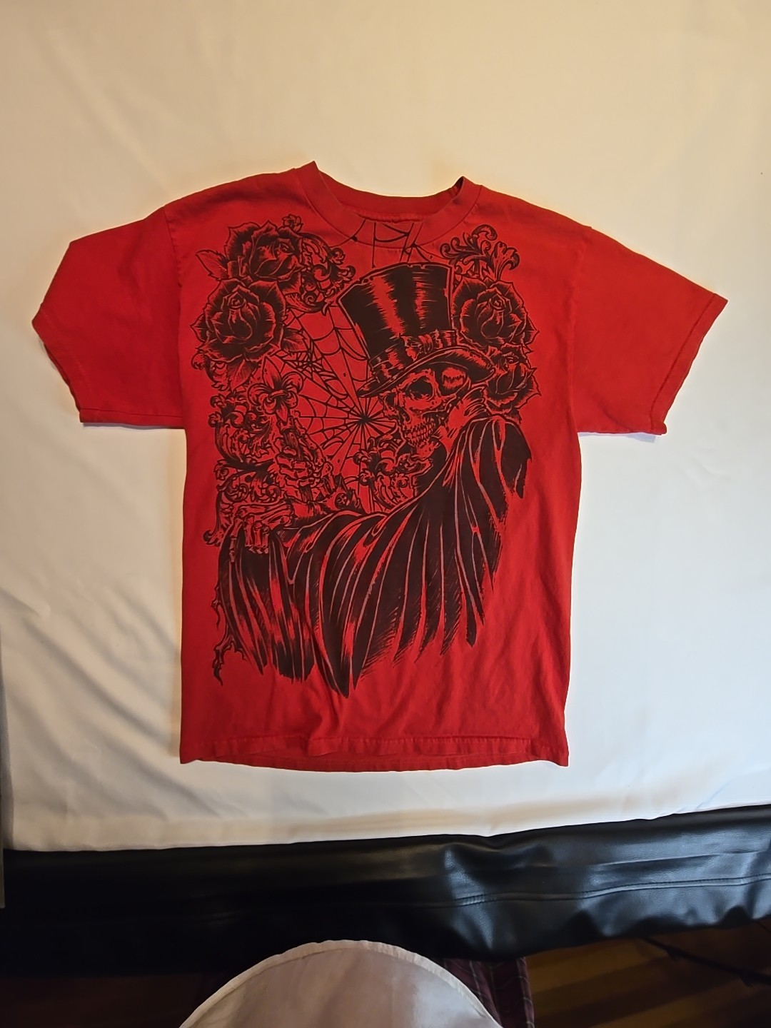 VTG Gothic Y2K Tattoo Joker Skeleton Band Tee M/L Emo Jesse Pinkman Style RARE