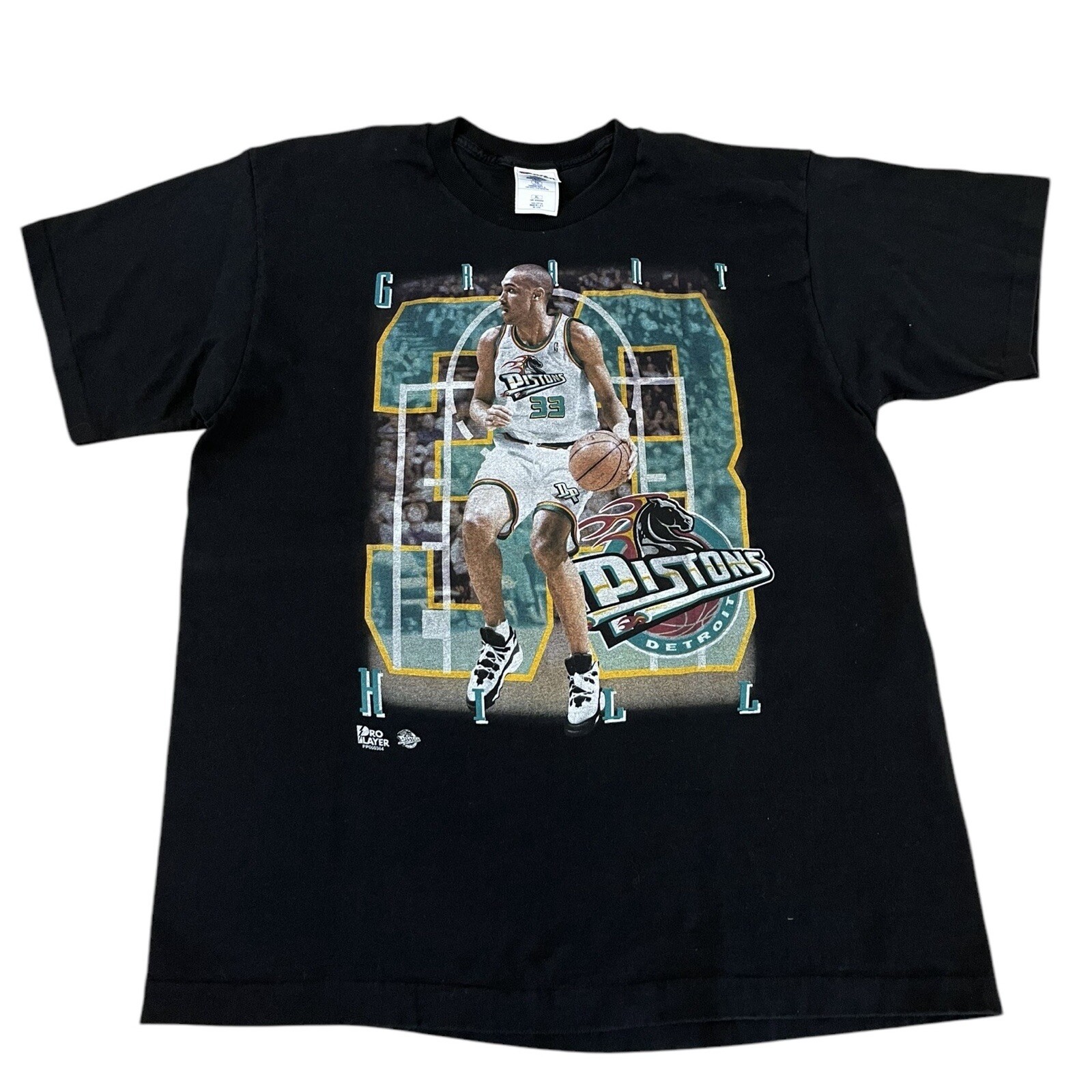 Vintage Grant Hill Detroit Pistons Player Tee T-shirt 90s Pro Player Sz XL gallery