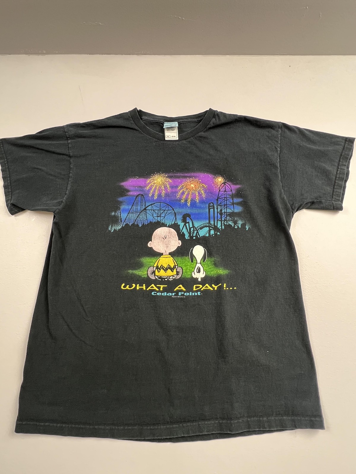 Vintage Camp Snoopy Cedar Point Shirt Mens XL Black Peanuts Graphic Tee gallery