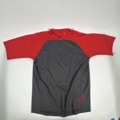 Fox Racing Shirt Mens M Red Gray Head Racer Cycling 1/4 Zip Back Mesh