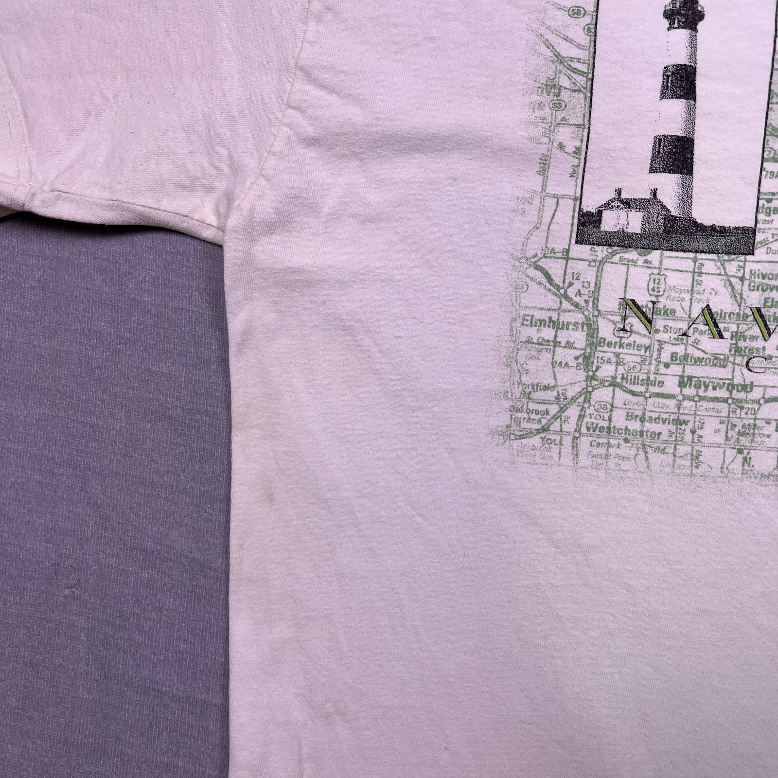 VTG Gear For Sports Unisex Ivory Navy Pier Casual Wear Crew Neck T-Shirt Size XL gallery