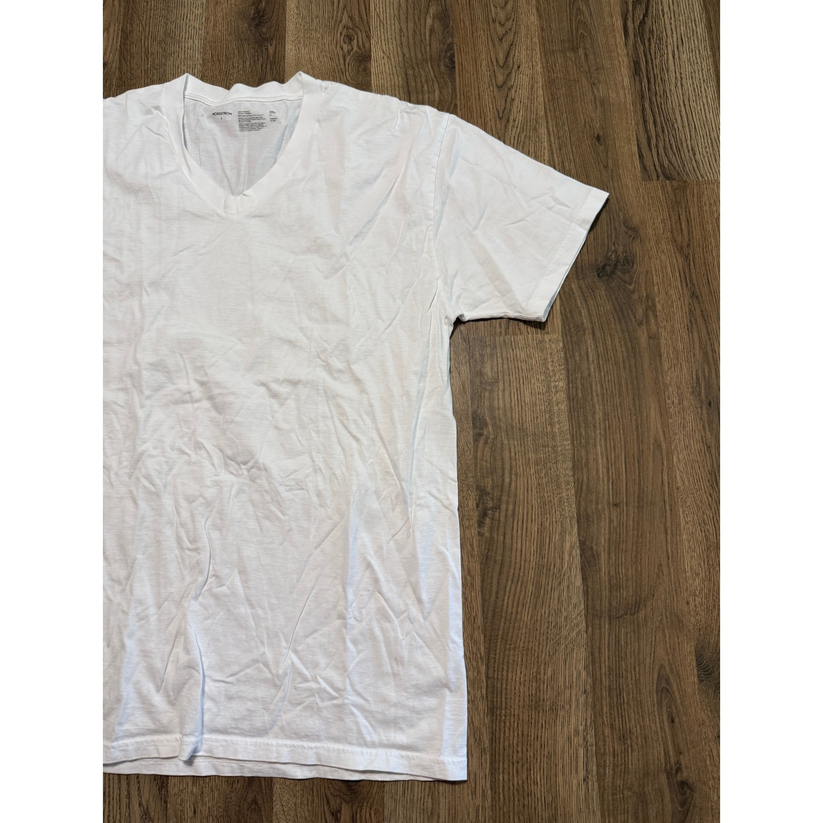 Nordstrom V-Neck T-Shirt Mens Large White Adult Supima Cotton Short Sleeve gallery