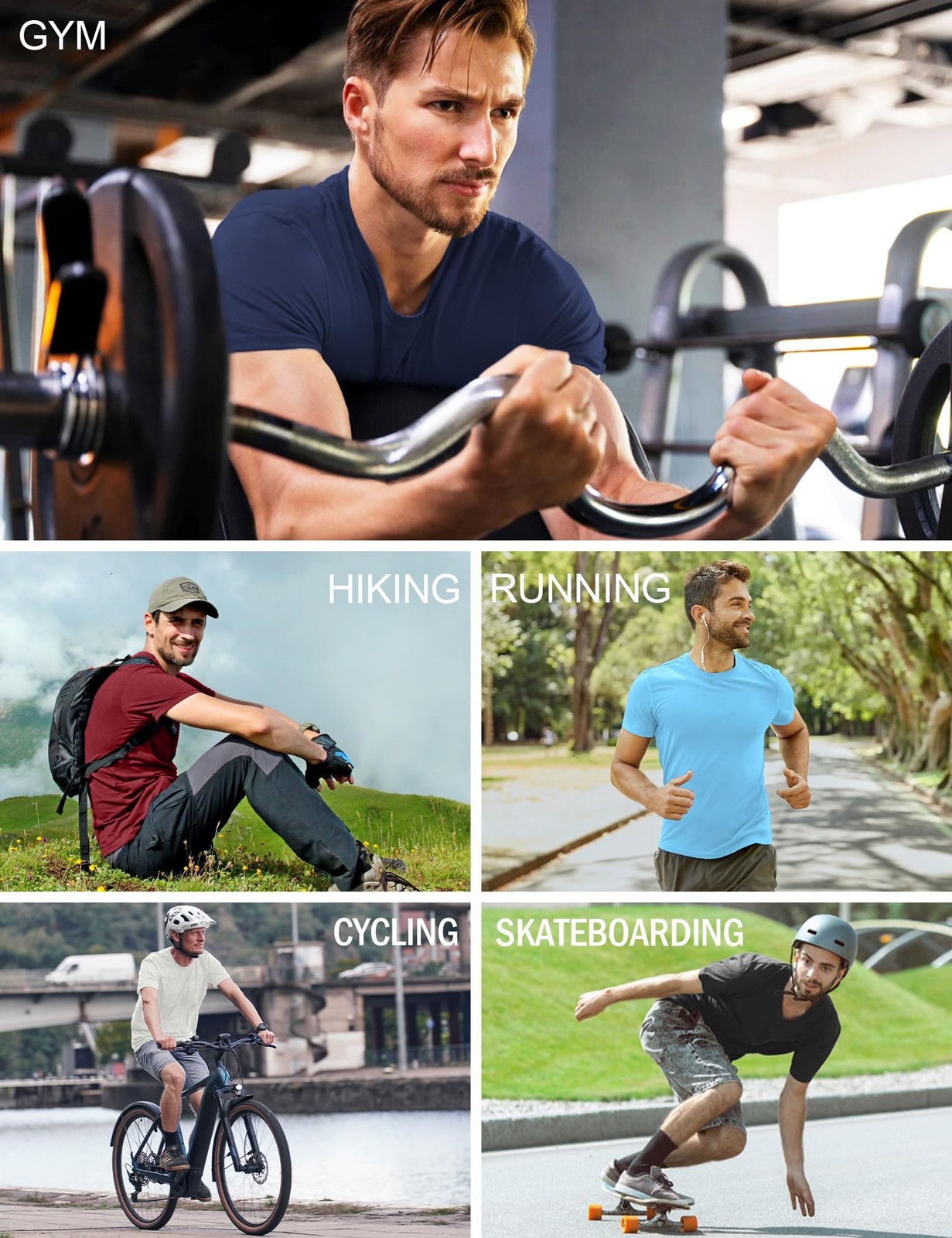 Men's DryFit Workout Shirts 5Pack Active Athletic Tees for Gym & Running gallery