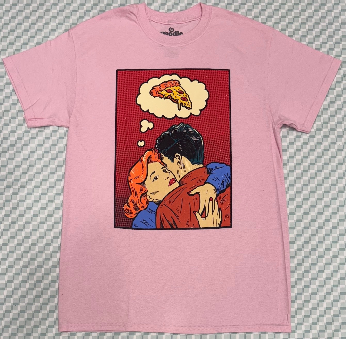 Pink Comic Printed “Thinking Of You” T Shirt M Goodie Two Sleeves Lichtenstein gallery