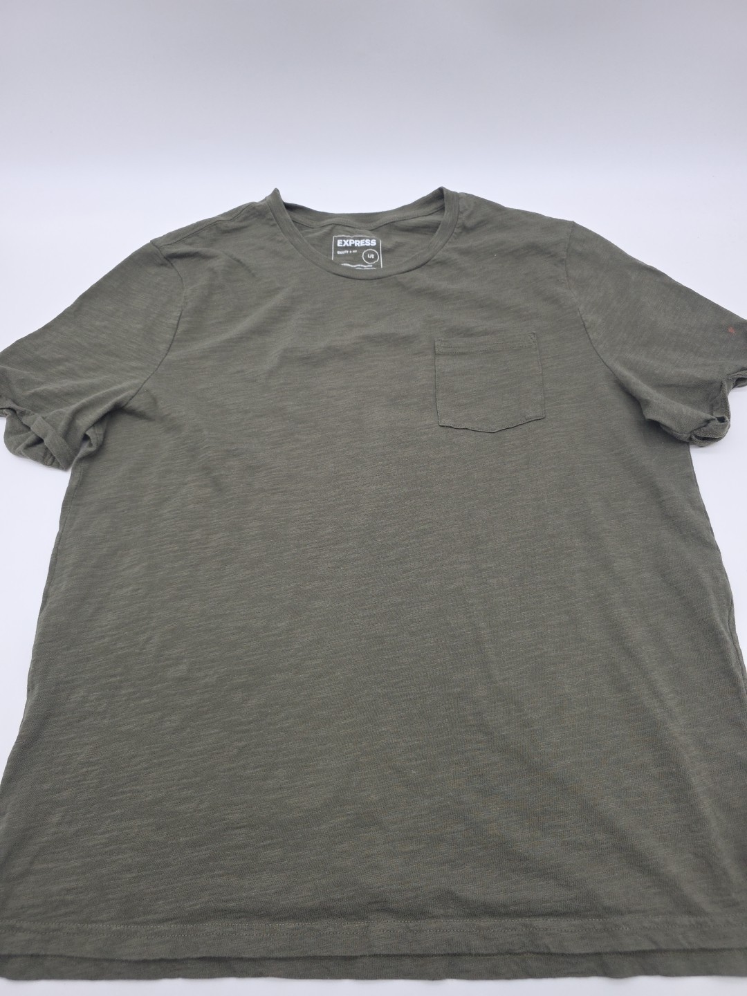 Express T-Shirt Men L Green Pocket Solid Cotton Tee. #46148 gallery