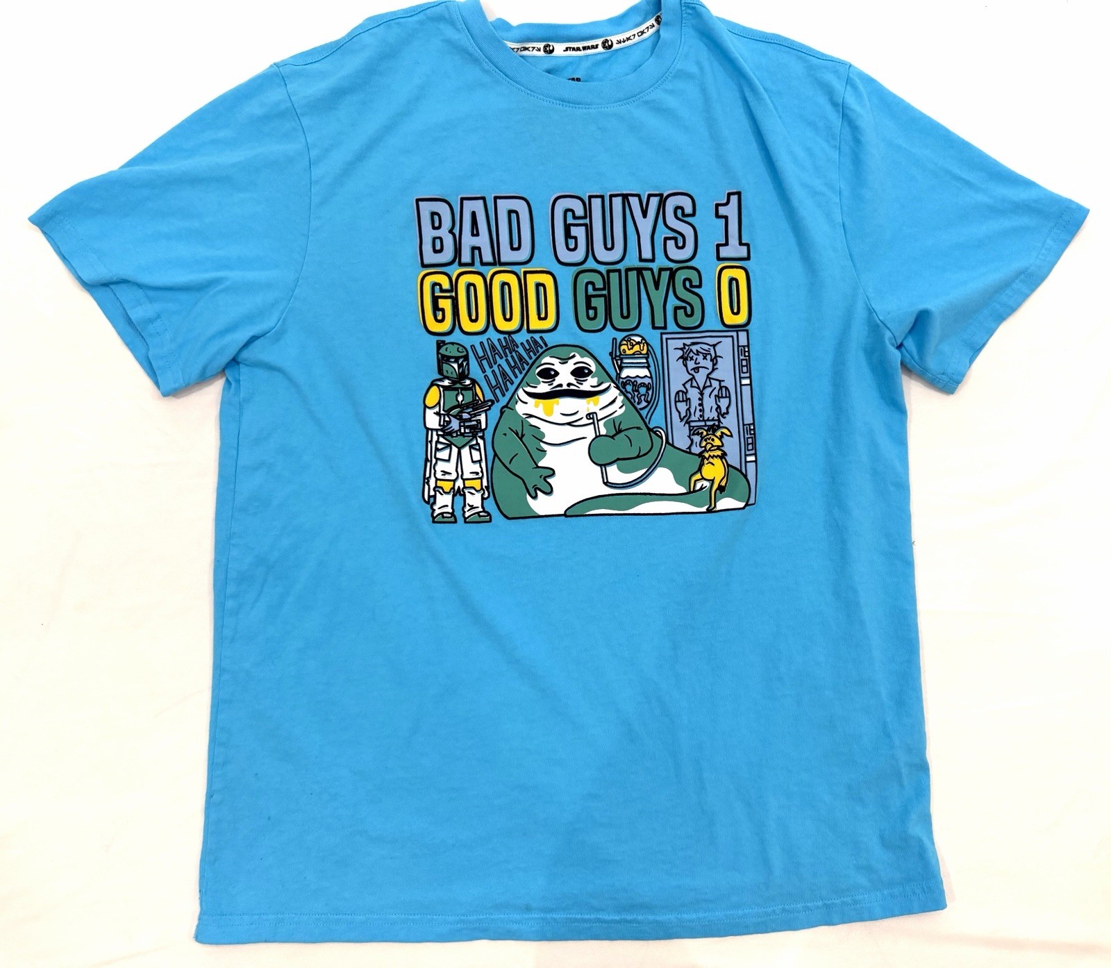 Star Wars Bad Guys 1 Good Guys 0 T-Shirt Men’s Medium Blue Jabba Disney Licensed