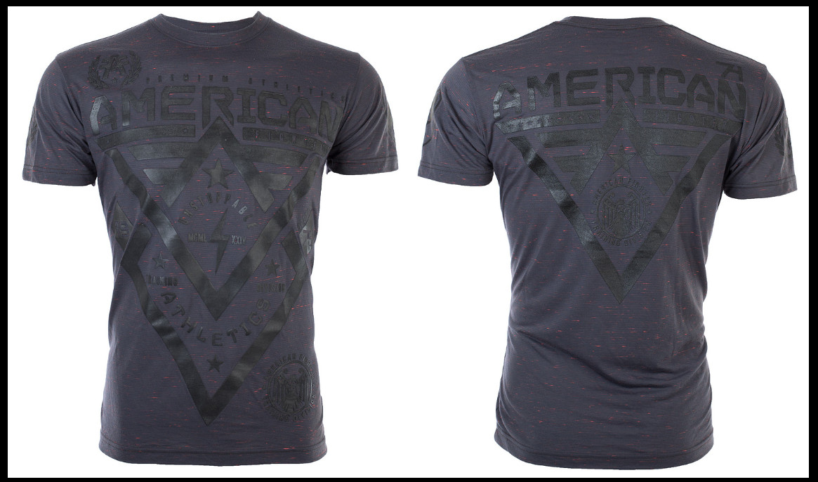 AMERICAN FIGHTER Dark Charcoal Grey Black ALASKA Athletic Graphic T-shirt NWT gallery