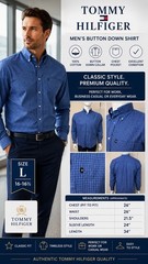 Tommy Hilfiger Men’s Large Blue Plaid Button Down Shirt 100% Cotton Long Sleeve