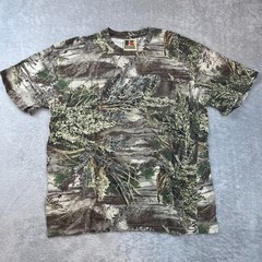 Russell Outdoors Real Tree Camouflage Pocket T Shirt Mens Large Hunting Tee Y2K