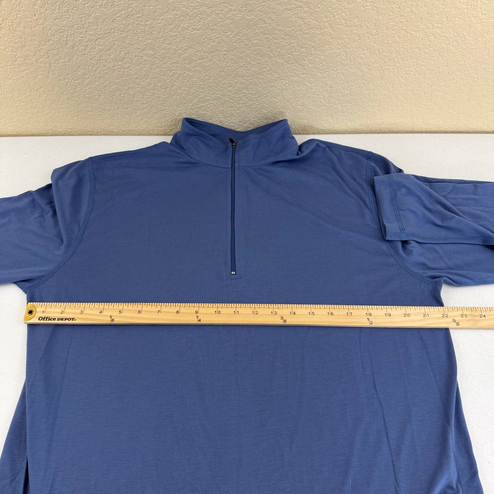 L.L. Bean Pullover Mens L TALL Blue Lightweight T-Shirt Baselayer 1/4 Zip Active gallery
