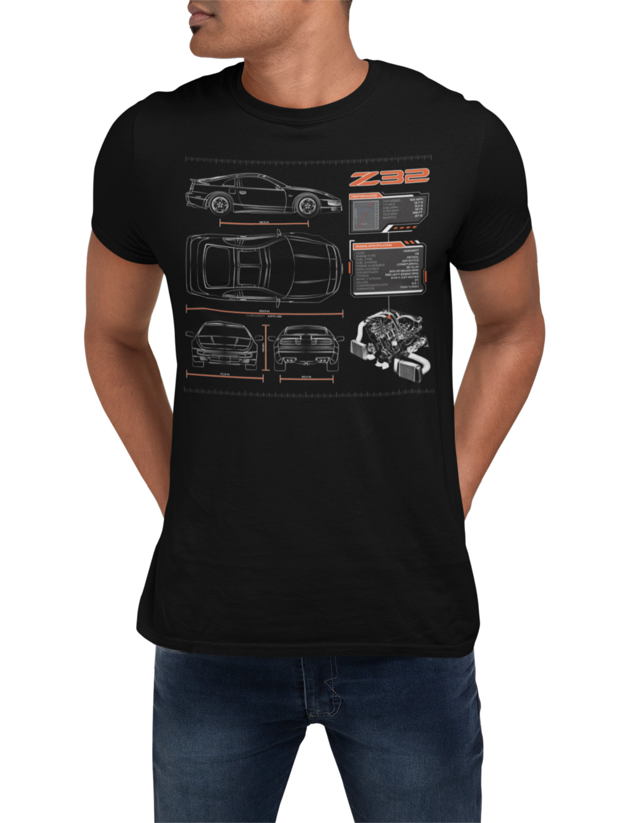 300ZX Z32 Twin Turbo VG30DETT Blueprint Short-Sleeve Unisex T-Shirt gallery