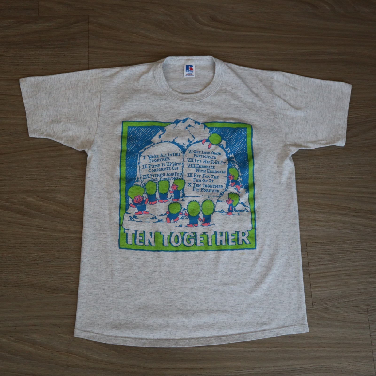 Vintage 90s Exercise T-Shirt Single Stitch Trolls 10 Commandments Large Fit gallery