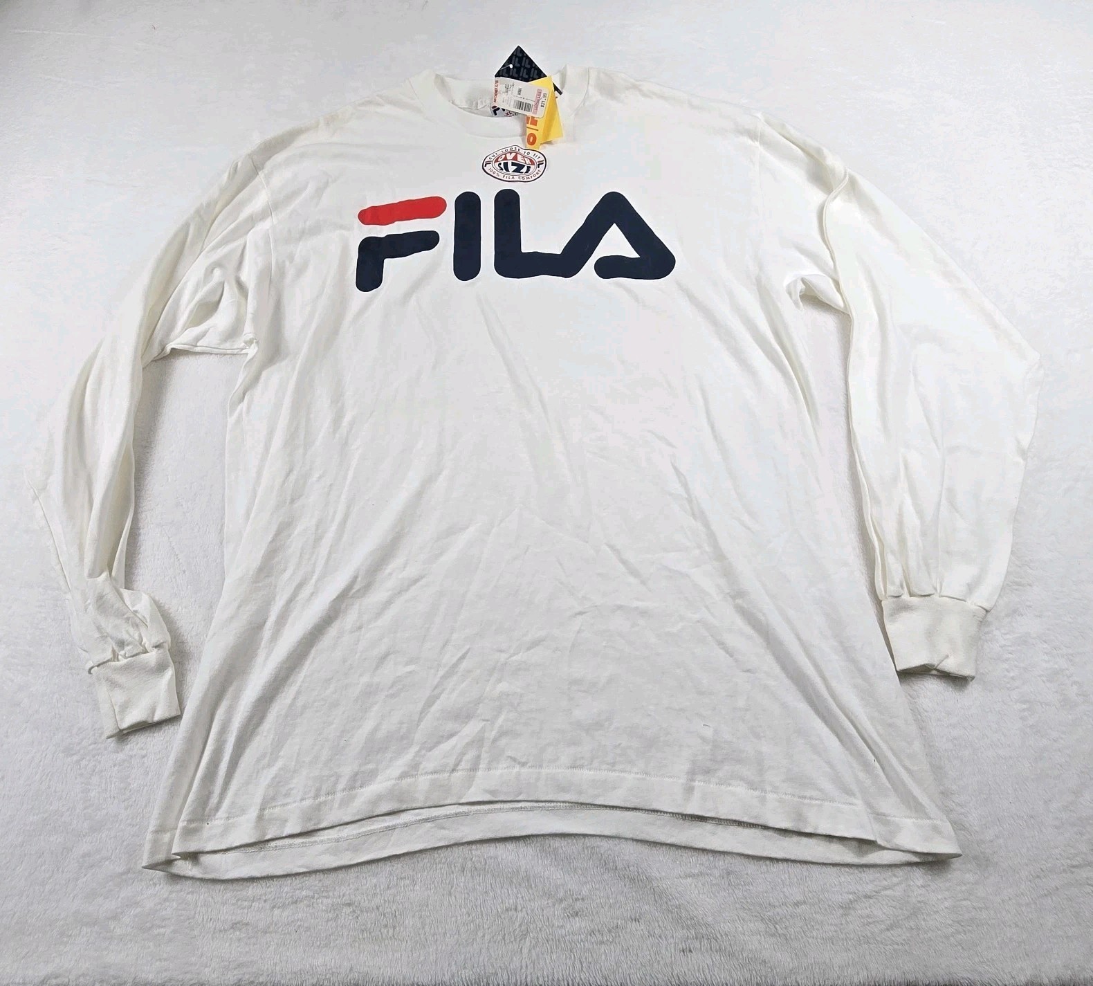 Fila Vintage USA Made Graphic Print Logo White Long Sleeve Shirt Men's XL New gallery