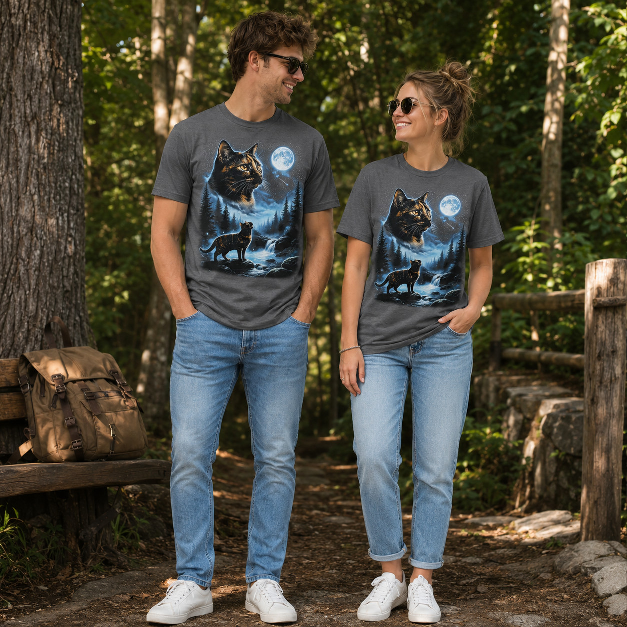 Tortoiseshell Cat Howling at Moon 90's Retro T-Shirt gallery