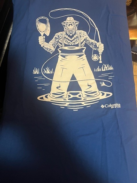 Columbia Mens Novelty Tee Blue and White XL 100% Cotton APE Fisherman gallery