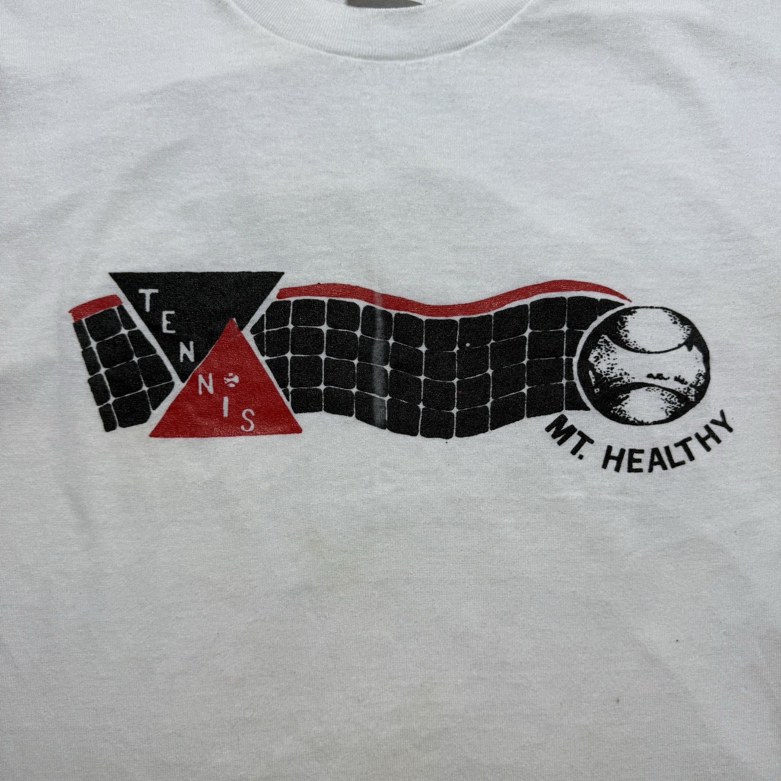 Vintage 80s 90s Mt. Healthy Tennis T-Shirt Mens Size XL Graphic Sports Tee White gallery