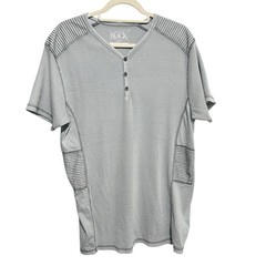 Buckle Black Short Sleeve Henley Sz Large Dove Gray Waffle Knit Embroidered