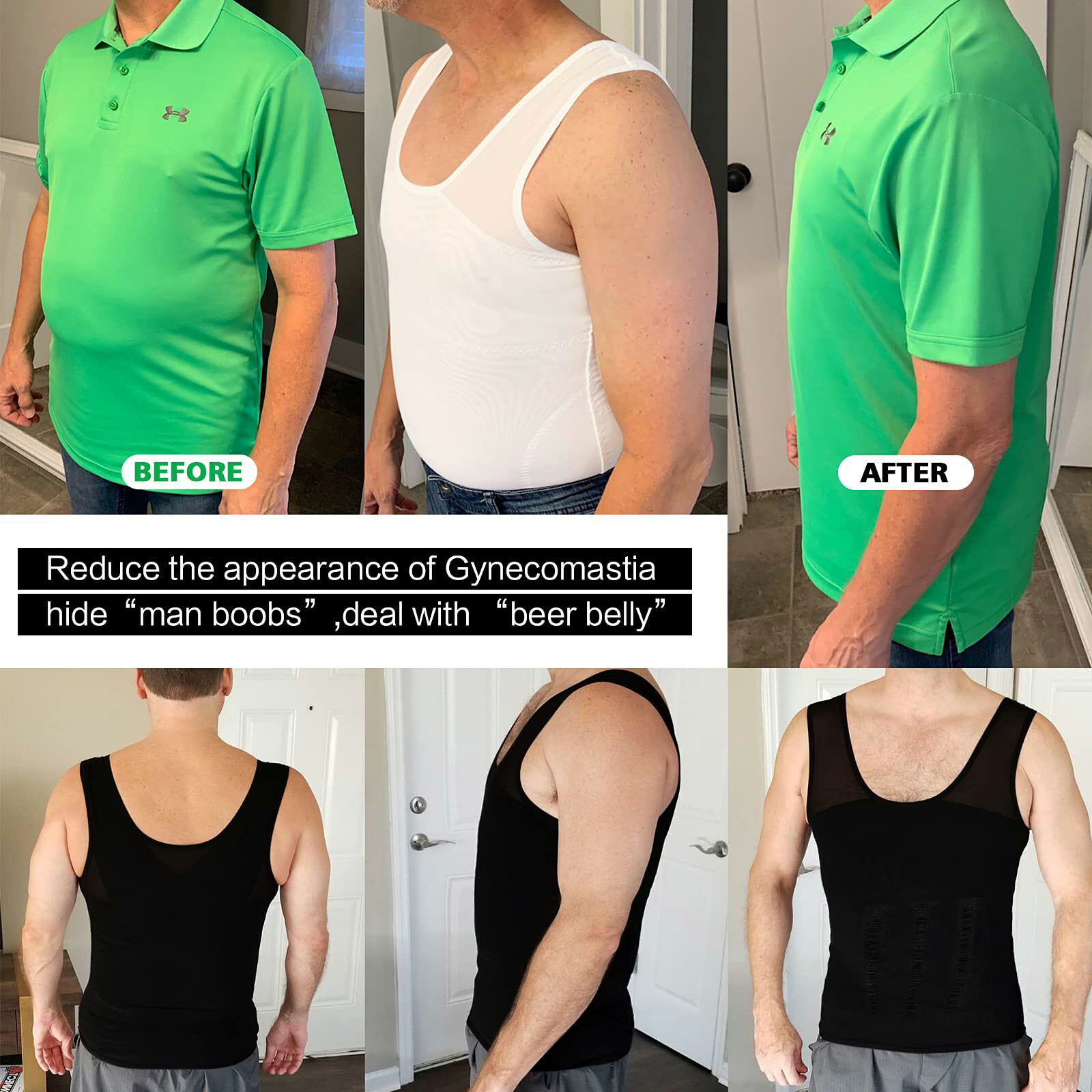 Men's Shaper Cooling Tank Top Compression Belly Chest Slimming T-Shirt Gym Vest gallery