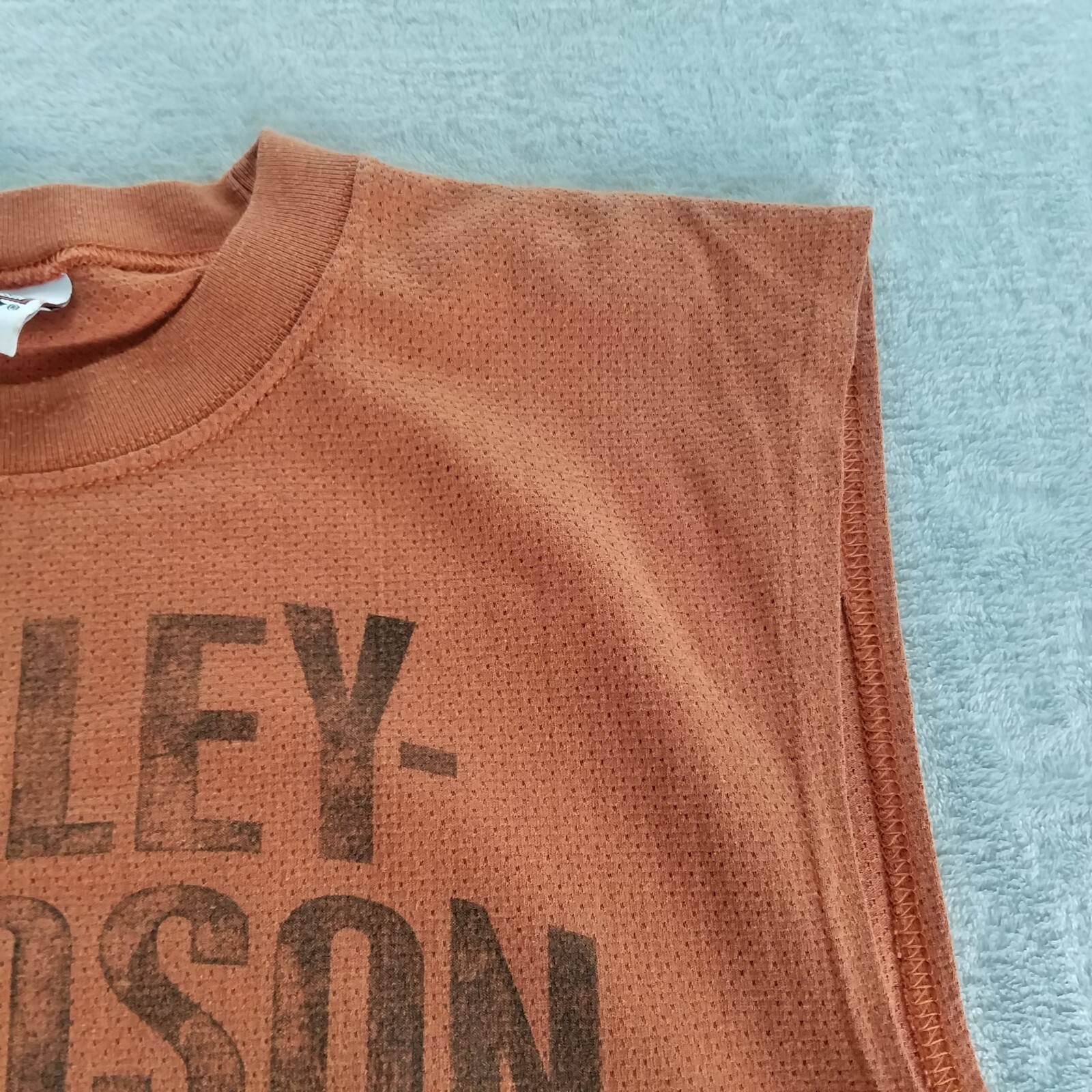 Mens Harley Sleeveless Graphic T Shirt Orange Stone Mountain - See Measurements gallery