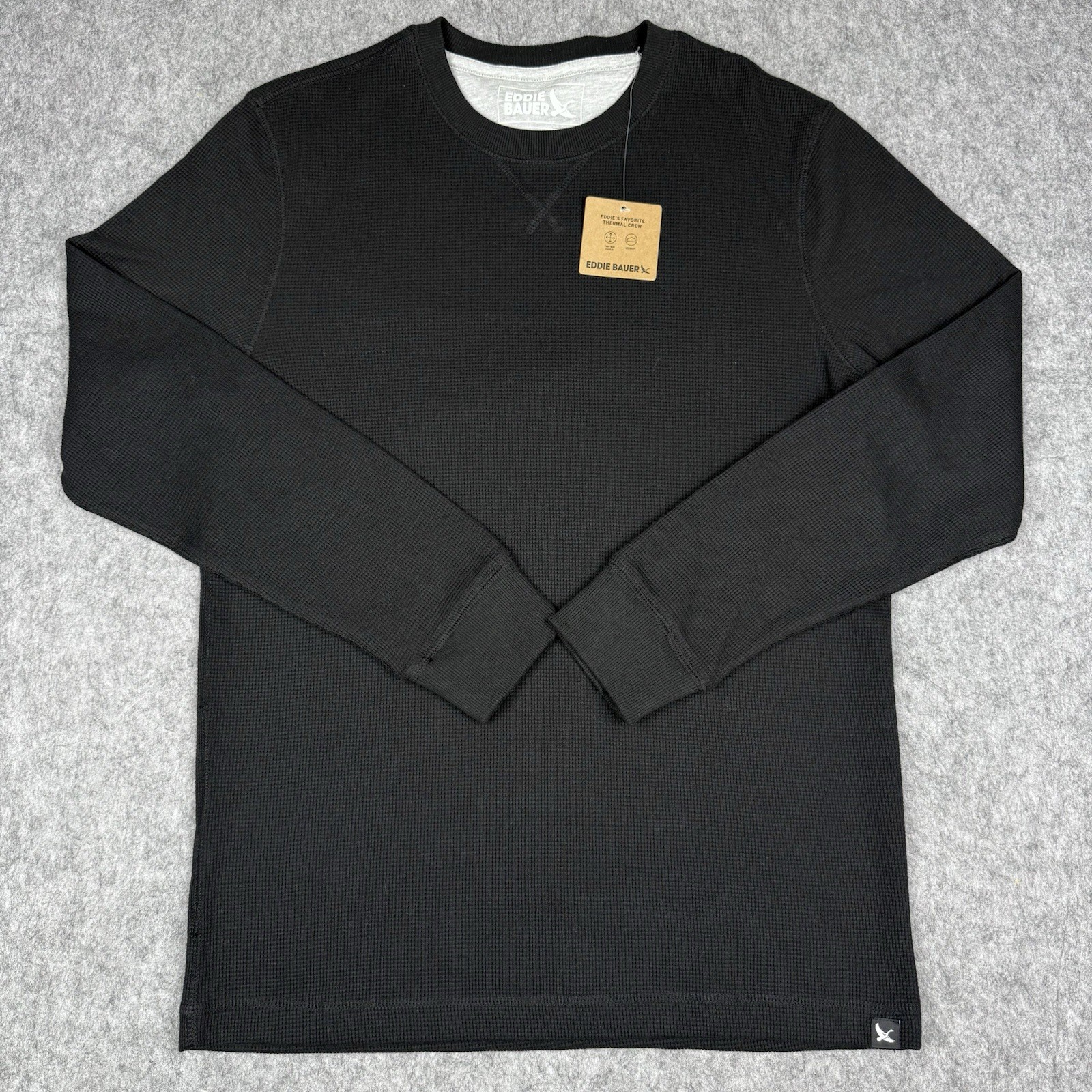 Eddie Bauer NWT Shirt Mens Small Black Crew Neck Long Sleeve Casual Thermal Knit gallery