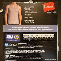 Hanes Tank Top/Undershirts Mens Small Originals, Super Soft, Black & Taupe 2 Pk