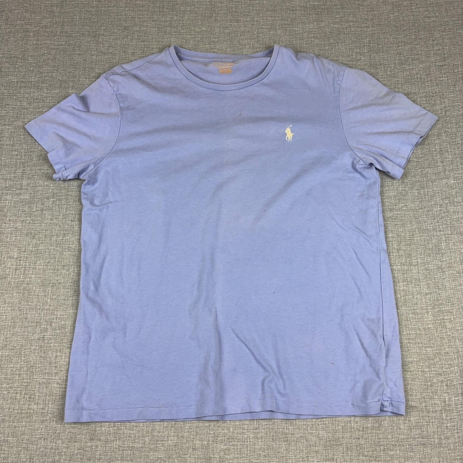 Polo Ralph Lauren Shirt Mens L Blue Tagless Crewneck Slim Fit Logo Jersey Tee gallery
