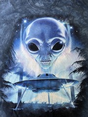 THE MOUNTAIN Alien UFO Graphic Tee Mens L 2013 Blue Acid Wash Shirt