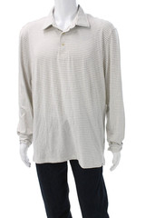 Faherty Mens Polo Shirt White Nylon Long Sleeve Collared Button Size XL