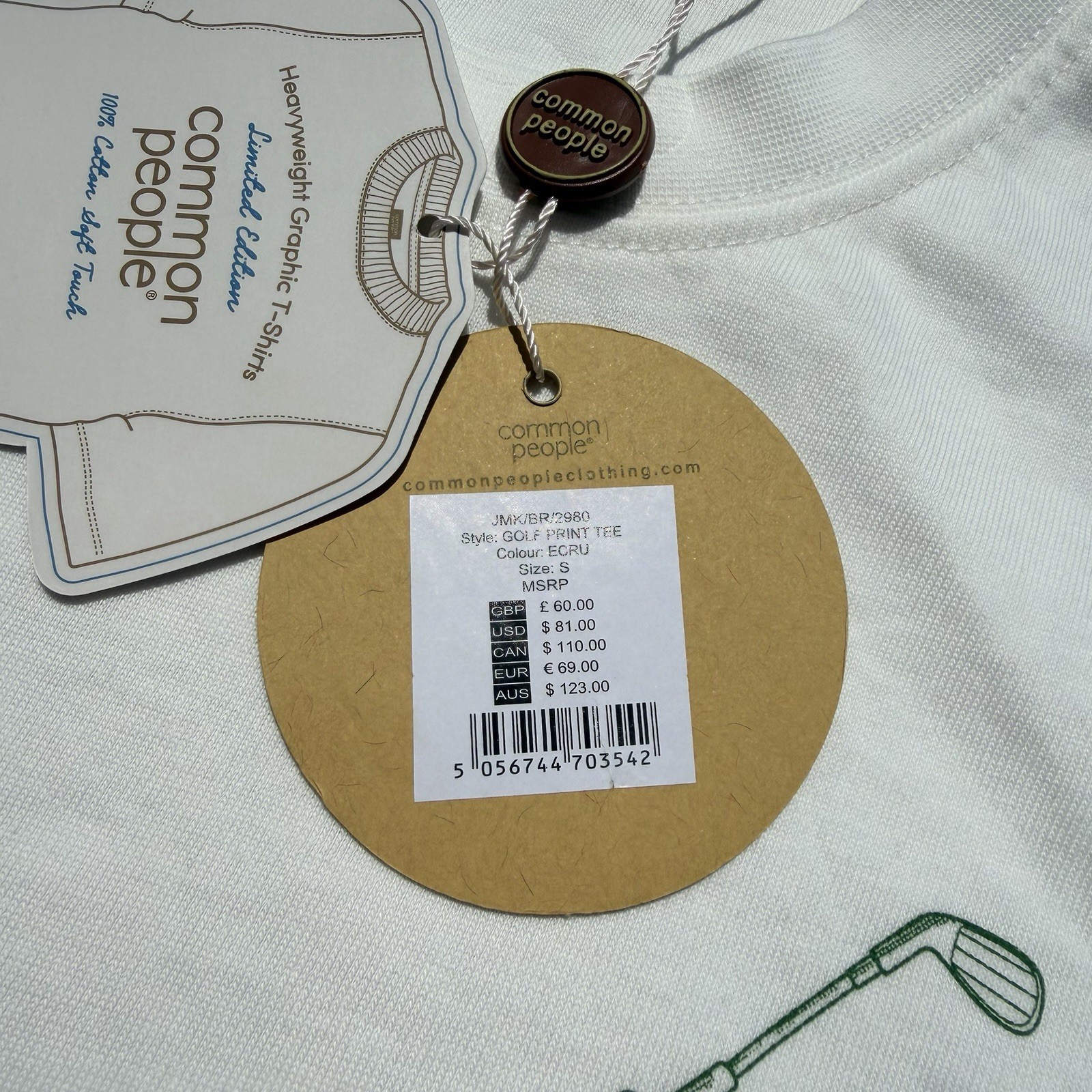 Common People Golf Club Tee Men’s Small White Graphic Shirt NWT gallery