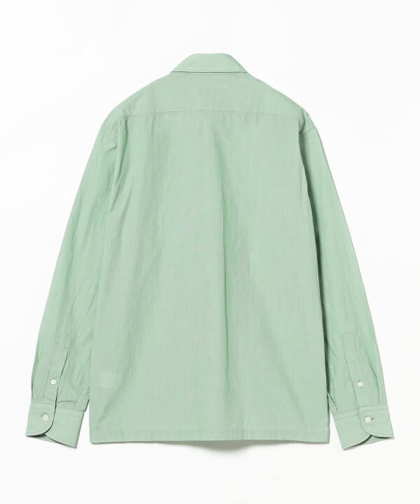 (ASK availability First) BEAMS Cotton Seersucker Microstripe Pullover Shirt New gallery