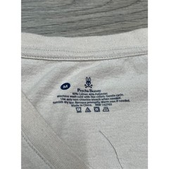 Psycho Bunny Beige V-Neck T-Shirt Medium – Embroidered Logo Short Sleeve Tee